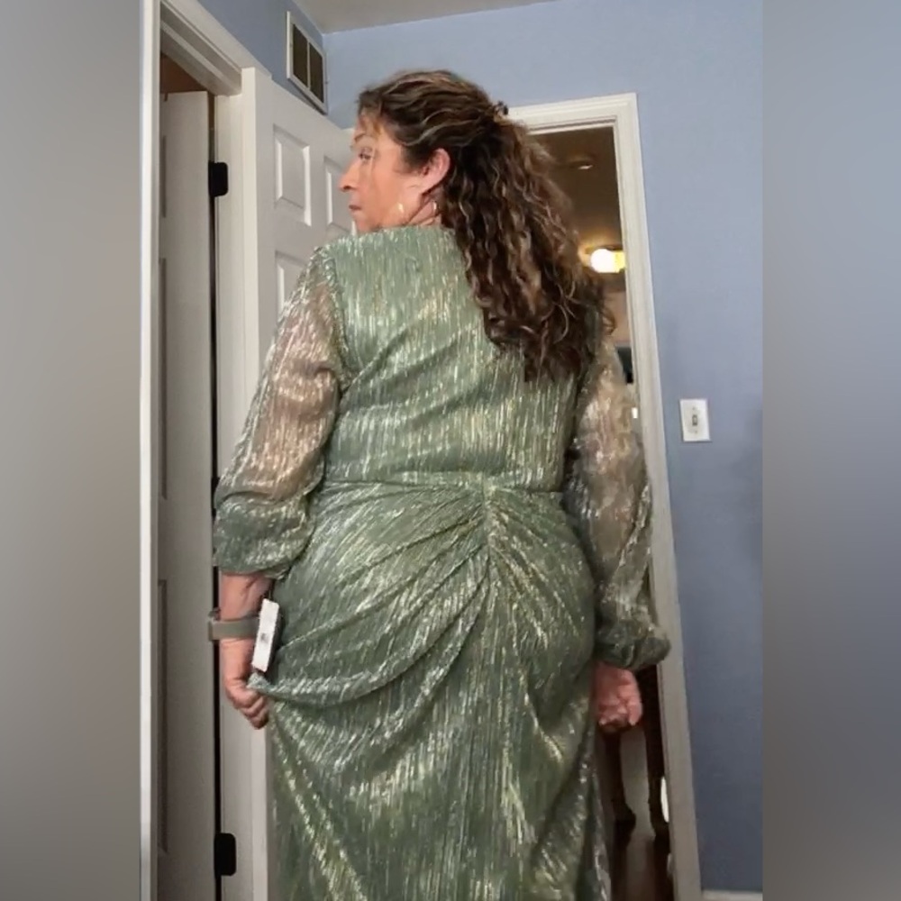 Adriana Papell Woman’s Metallic Mesh Draped Gown - Picture 4 of 5
